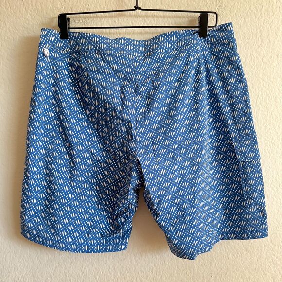 J. CREW Vintage Blue White Cargo Swim Trunks Shorts Swimsuit Mens 34 M-L - Picture 2 of 3